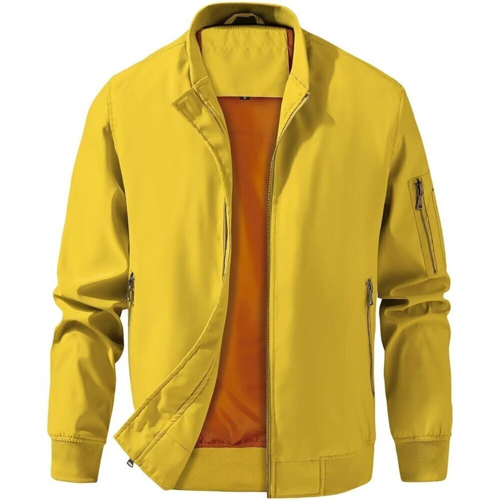 Men's Bomber Jacket Lightweight Casual Windbreaker Spring Fall Zip Up Coat with